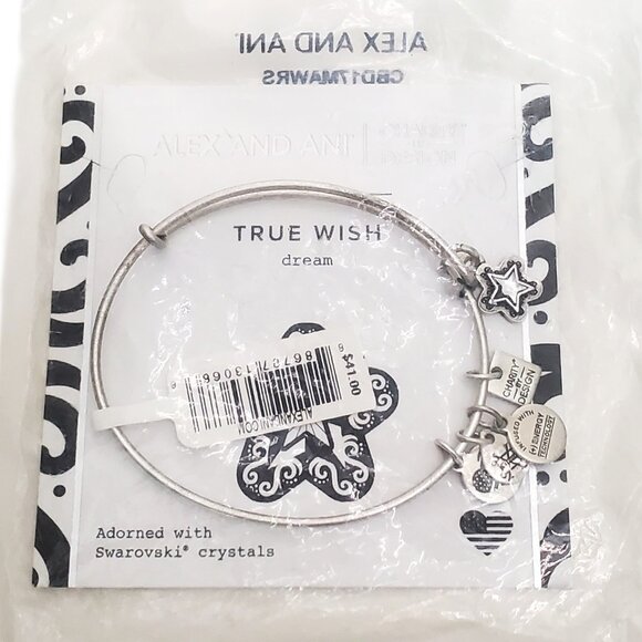 Alex and Ani True Wish Silver Tone Star Crystal Bangle Bracelet - Picture 4 of 4